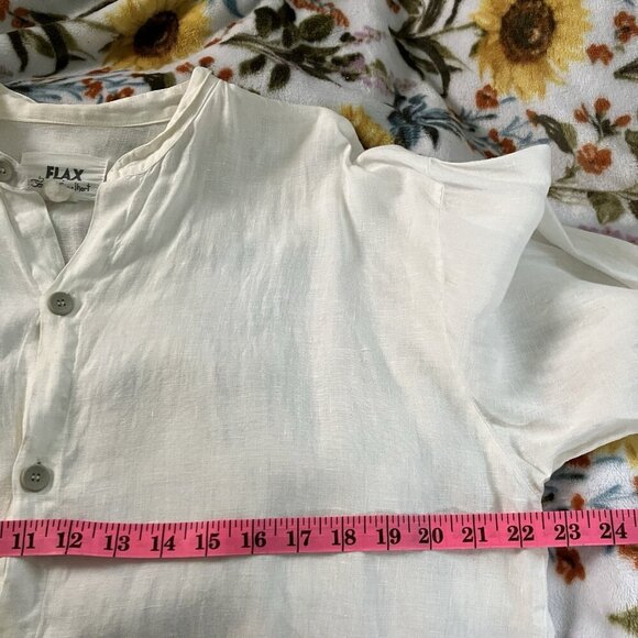 Flax Jeanne Engelhart Shirt Womens Button Linen White Lagenlook Boho - Picture 7 of 7